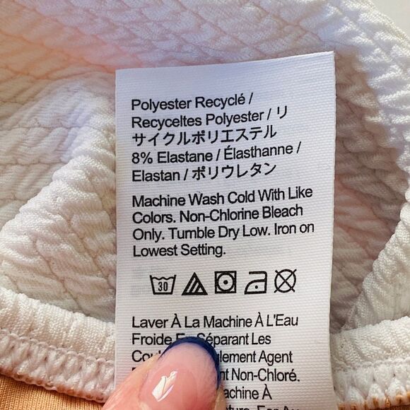 J Crew White Jacquard Texture Curved Waist Cheeky Bikini Bottom Sz L NWT - Picture 9 of 14